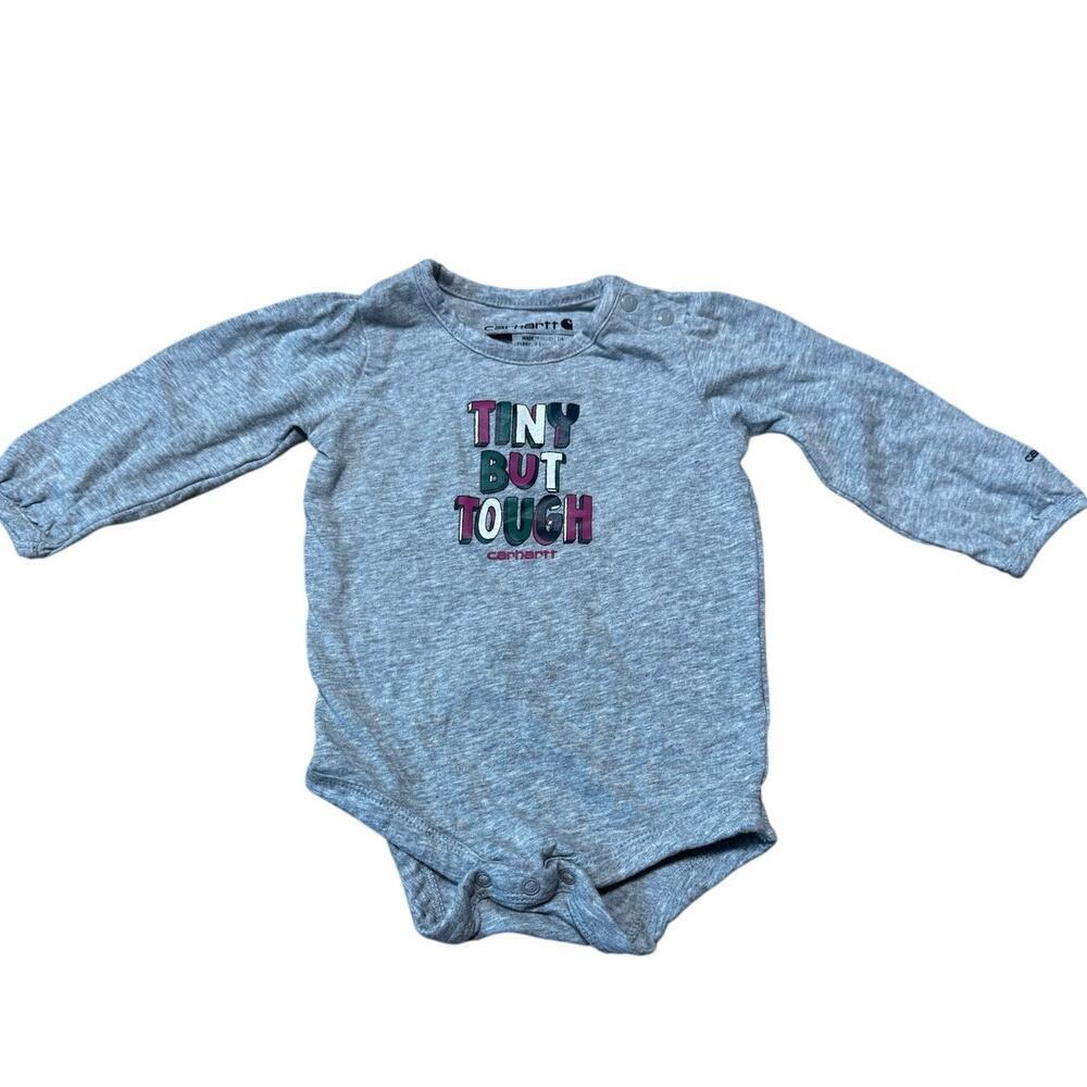 CARHARTT Baby Girls long sleeve onsie, size 6 MOS, Gray & Pink
